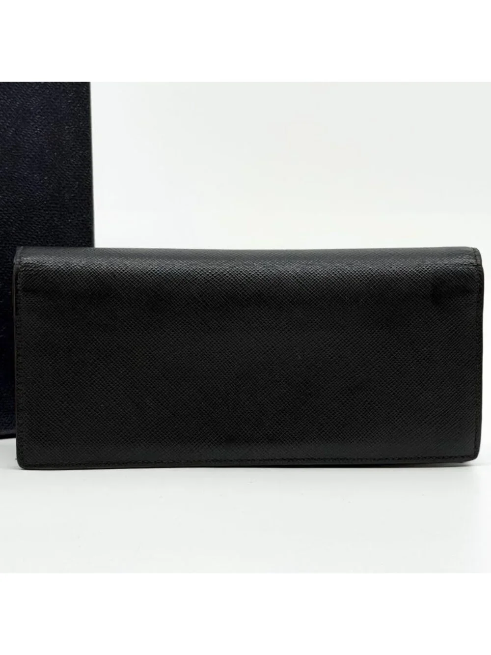 Prada Saffiano Bifold Wallet Black Navy Bicolor